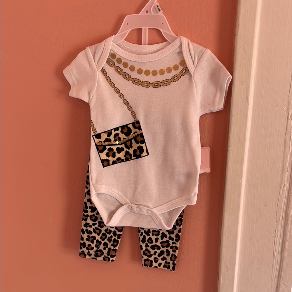 Leopard Print Baby Onesie and Leggings Set
